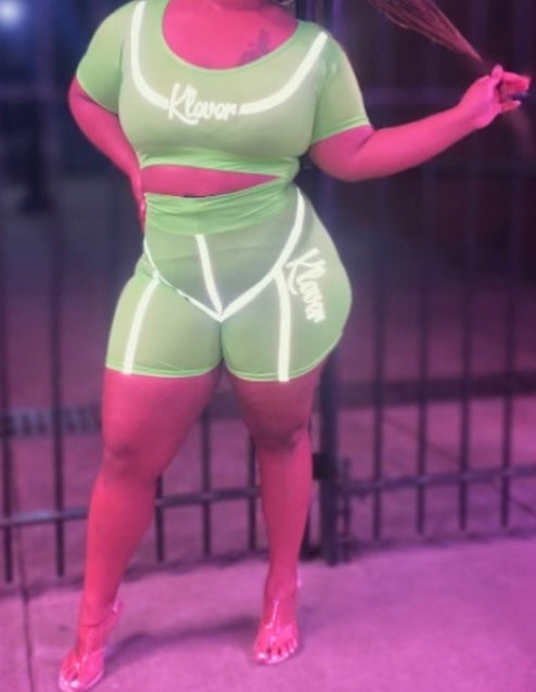 “Sassy Green” 2 piece reflective biker set