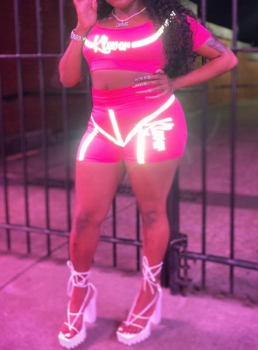 “Sadity pink” 2 piece reflective biker set